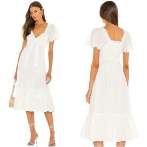 Cleobella Ashlyn Organic Cotton Dobby Midi Dress Women's Small White Flowy NWOT